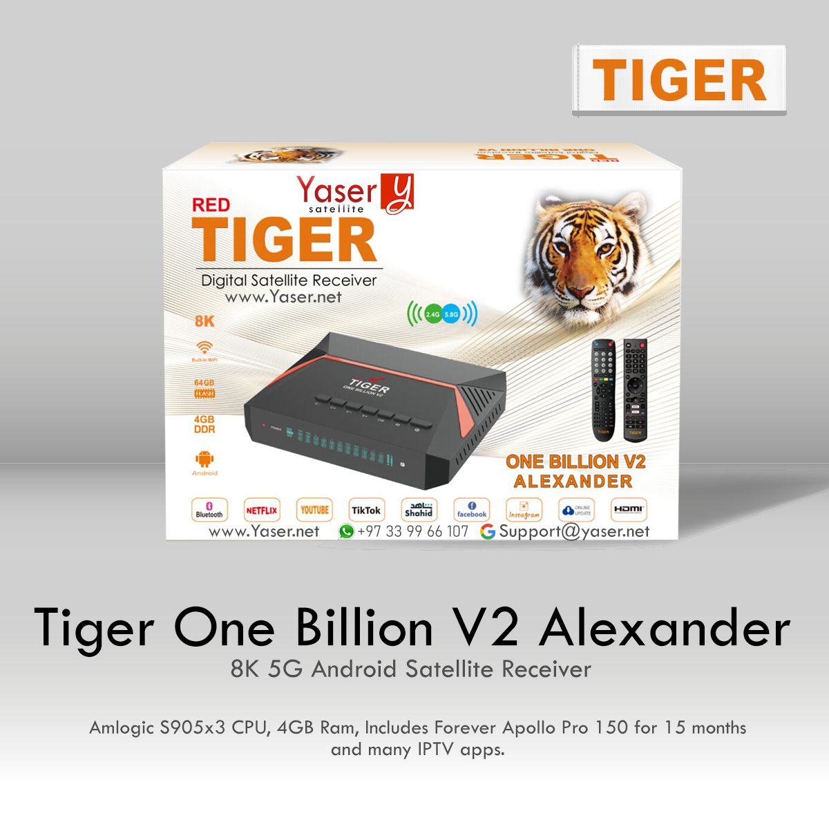 Tiger One Billion V2 Alexander Android Satellite Receiver