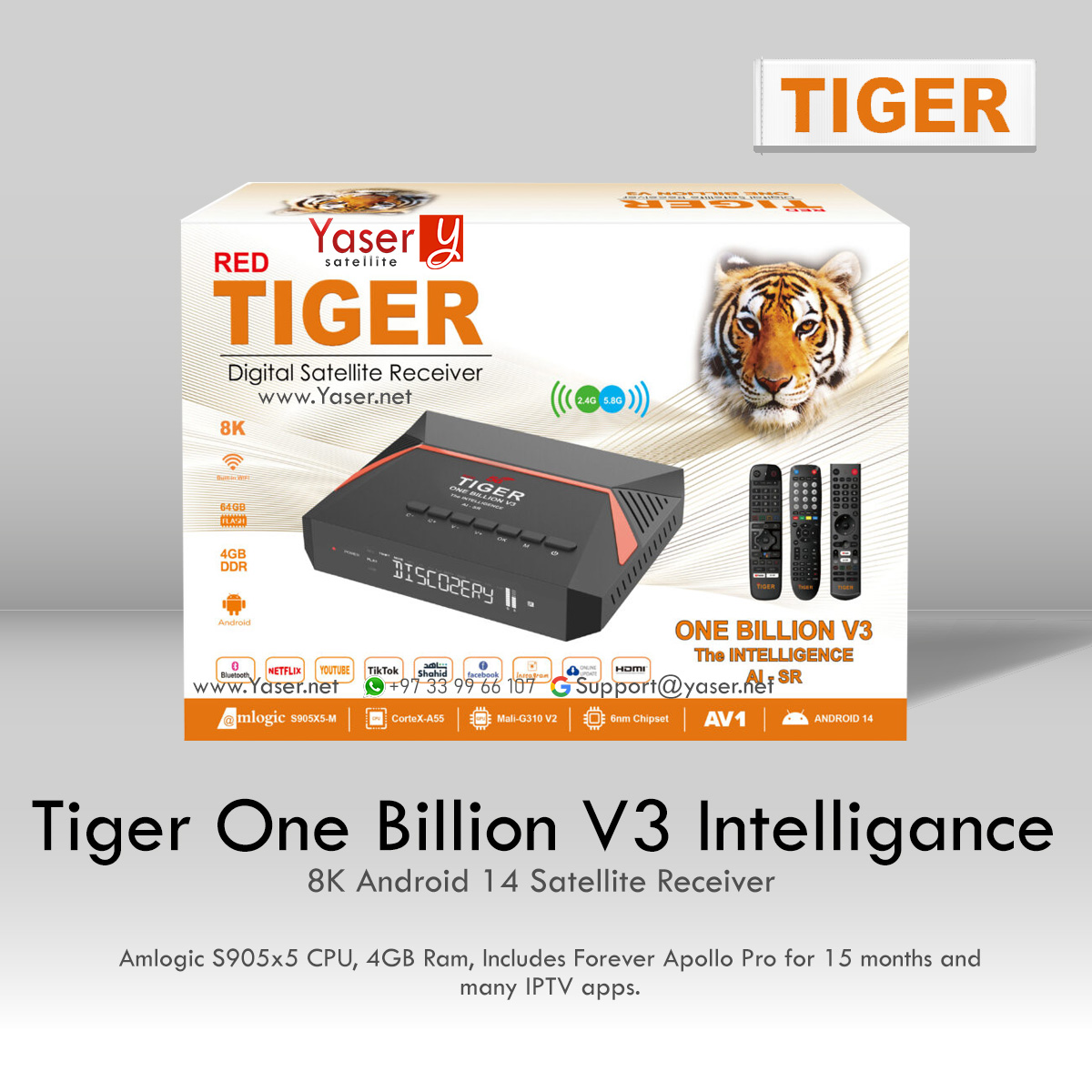 Tiger One Billion V3 The Intelligance AI Android Satellite Receiver