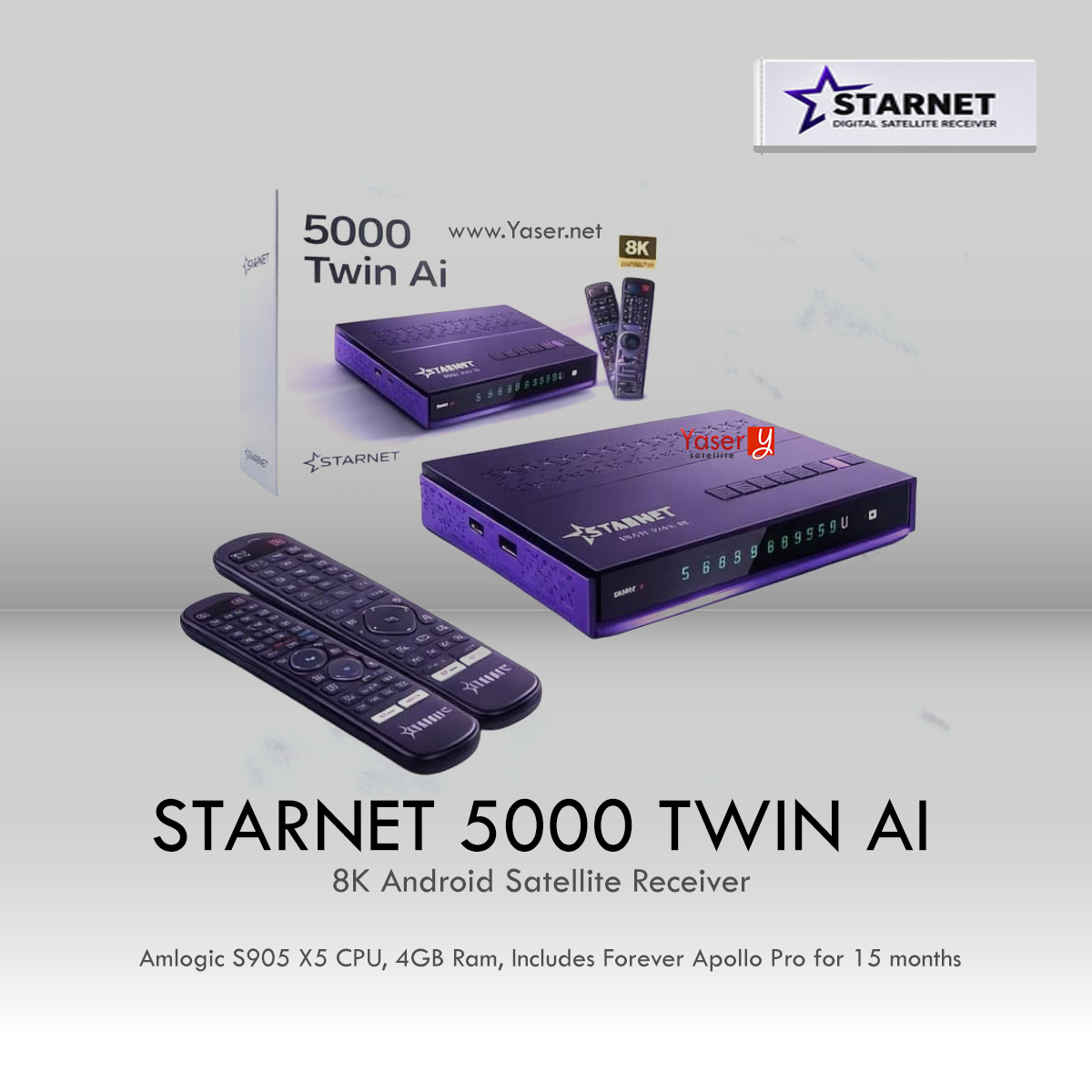 STARNET 5000 TWIN AI 8K Android 14 Satellite Receiver